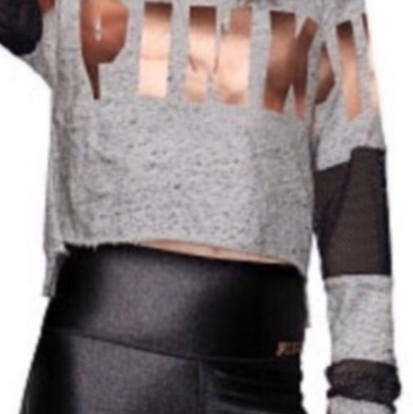 PINK Victoria's Secret Cropped mesh pullover Size S - Picture 2 of 9